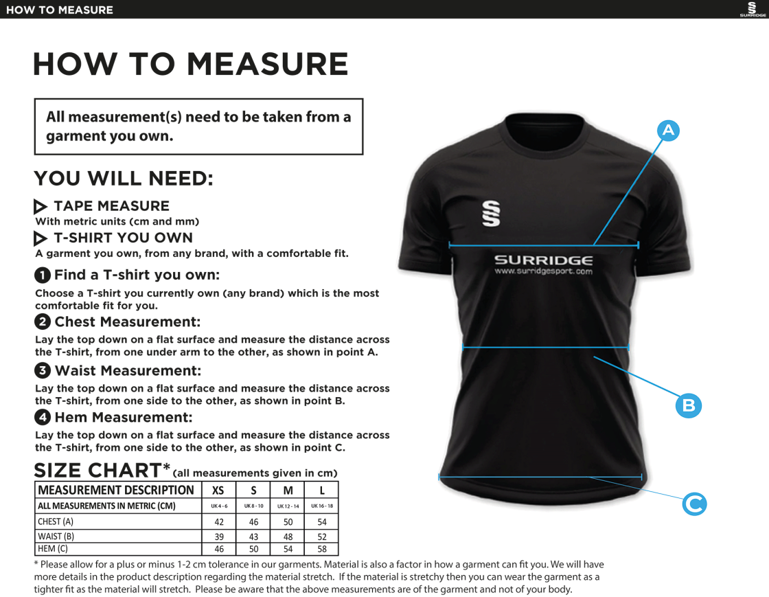 Women's  Polo Shirt : Royal - Size Guide